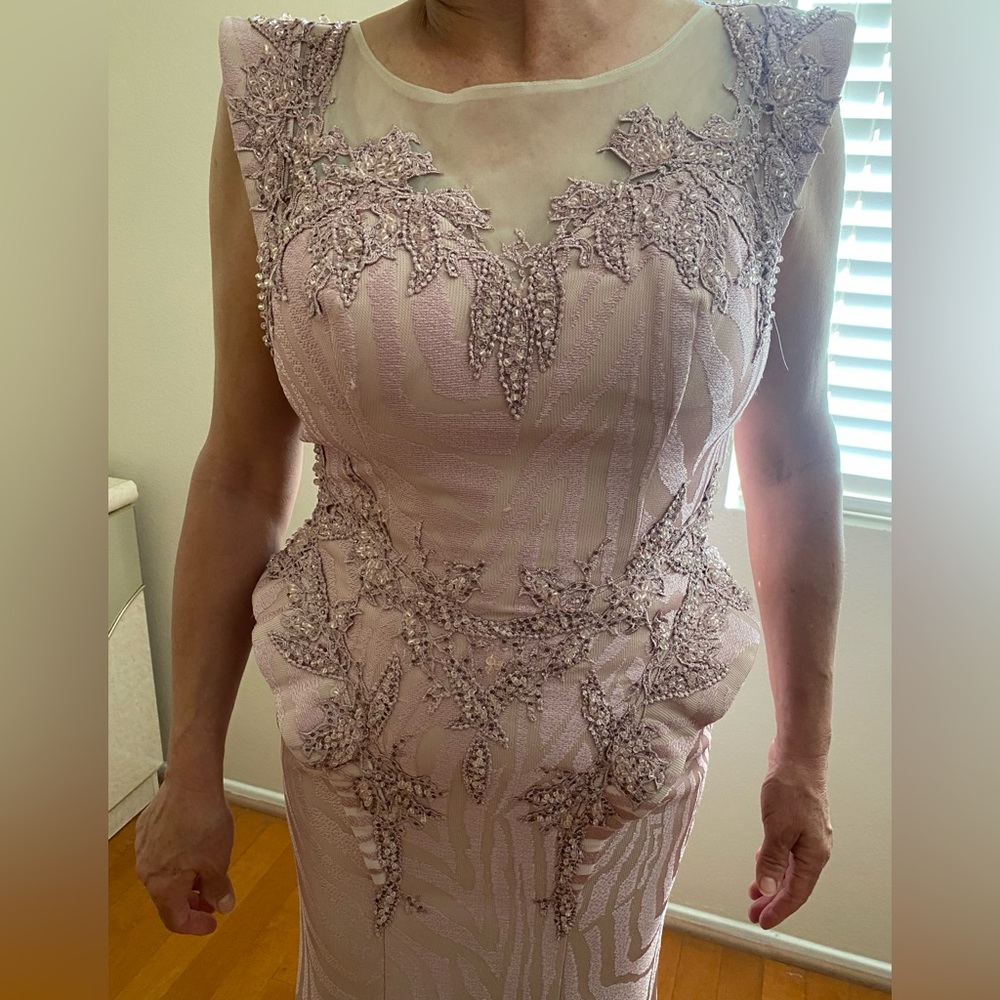 Beautiful evening gown, blush pink with a pretty studded design